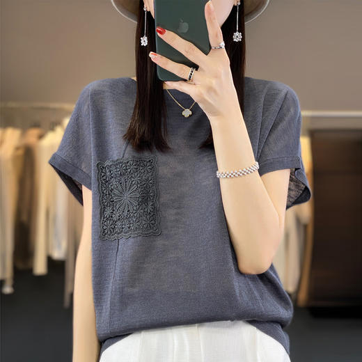 馥迦新中式竹节棉刺绣T恤 N-332 商品图8