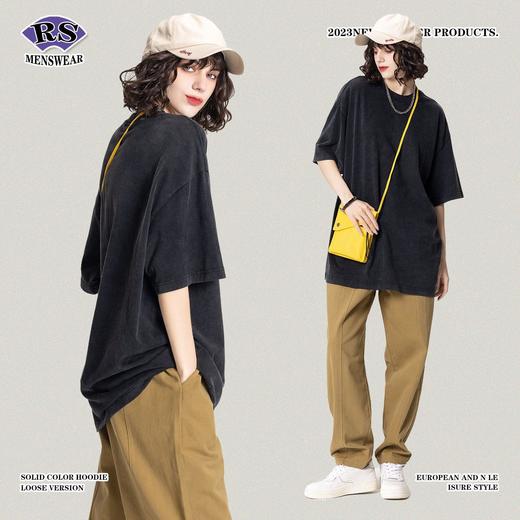 RS男装|2023春夏270g水洗盐炒做旧短袖欧美复古宽松潮牌T恤男跨境 商品图3