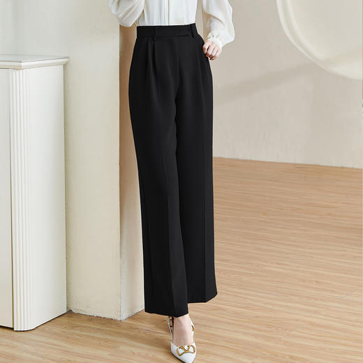 剩XXL/S/L/XL 米思阳2026春季新款百搭通勤压褶西装裤垂感黑色阔腿裤长裤女1750 商品图3