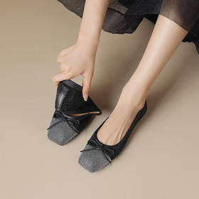 舒适百搭，圆头镶钻平底单鞋WXJ-W8013