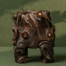 清 红木嵌螺钿根结形盖盒