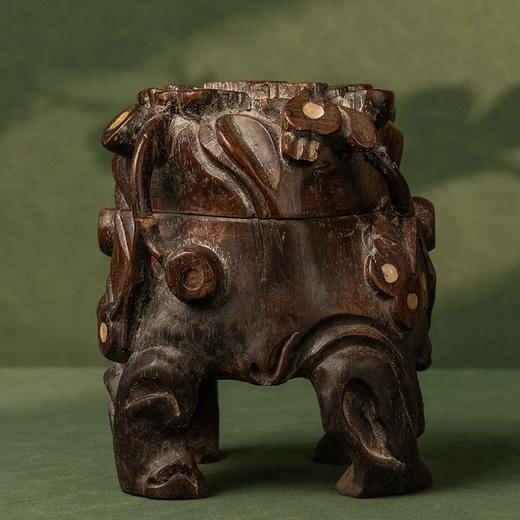 清 红木嵌螺钿根结形盖盒 商品图0