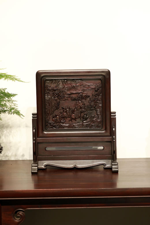 《行旅图》明式简座小插屏 商品图0