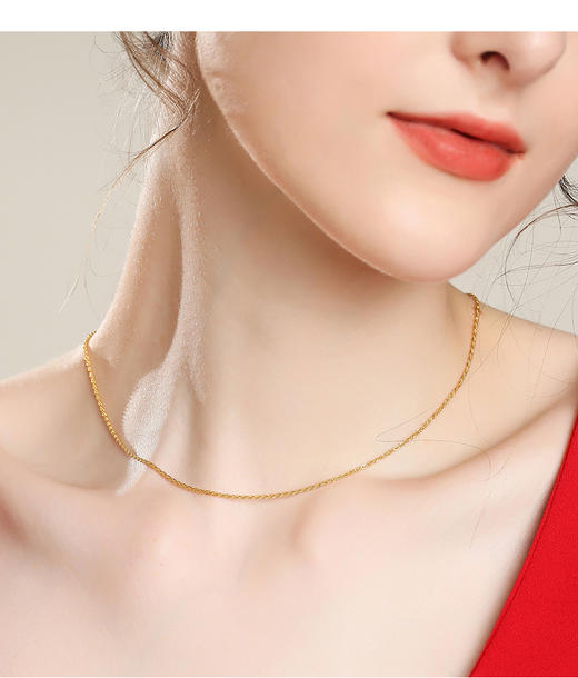 18K金麻花链-金色 商品图0