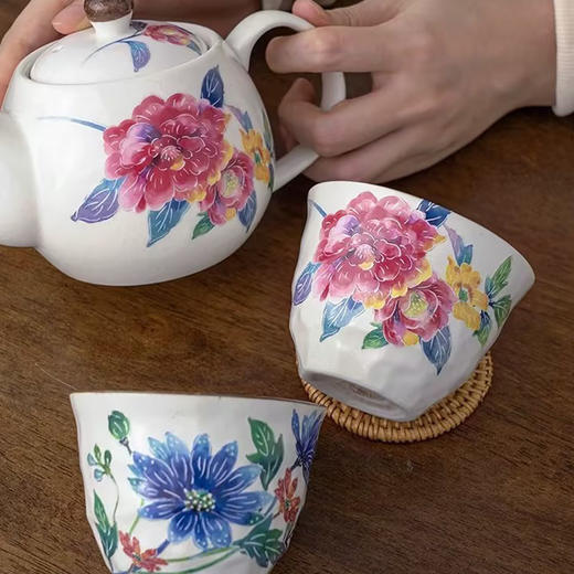 美浓烧日本进口和蓝花衣一壶五杯茶具套装礼盒茶壶茶杯客厅家用 商品图6