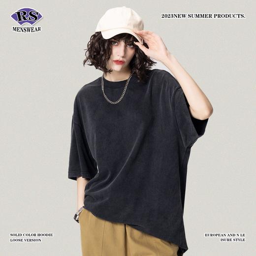 RS男装|2023春夏270g水洗盐炒做旧短袖欧美复古宽松潮牌T恤男跨境 商品图2