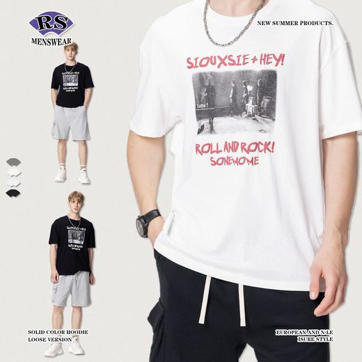 RS男装|2023夏季新品复古胶片数码印花短袖欧美潮牌男士休闲T恤 商品图3