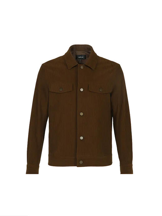 callisto棕色粗线条翻领夹克 FRFEJ032C 商品图3