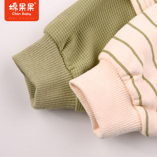 棉果果秋季新品男童圆领大毛圈撞色拼接条纹套头卫衣M312180223478 商品图6