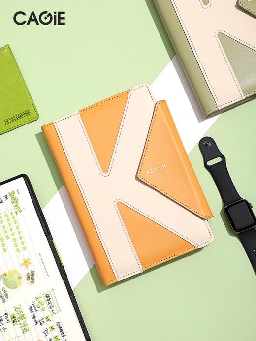 卡杰K字扣带撞色记事本A5绿+米K   CA5J25098-6 商品图1