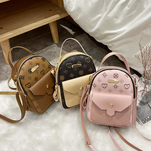 花料背包2023黛唯梵时尚双肩包女包包女清新甜美学生书包 商品图1