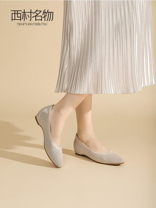 西村名物2023秋季新款简约舒适洞洞鞋通勤透气镂空轻便单鞋X23CE33641 商品图0