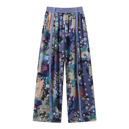 夏季必备，阔腿裤女王！雪纺面料轻盈透气，高腰设计拉长腿型。独特垂感扎染，展现个性魅力。冰丝防晒面料，随心穿搭，尽享舒适自在。 商品图4