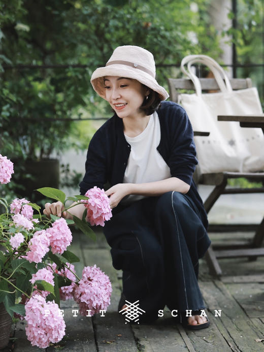 【经典款】PETIT SCHAN小闪 #026 Natural wave++ 浪花儿  进口高端亚麻编织渔夫帽女可折叠便携户外海边防晒遮太阳防紫外线草编帽子 商品图9