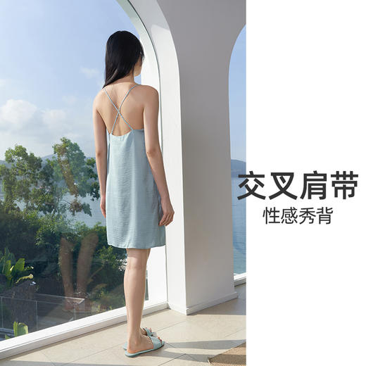 遐性感睡衣女法国缎仿真丝修身显瘦家居服美背V领礼服式吊带睡裙 商品图3