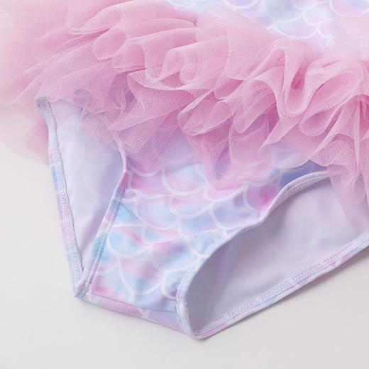 贝贝怡儿童连体泳衣套装女童网纱拼接三角泳衣梦幻美人鱼泳装泳帽232P2549
 商品图5