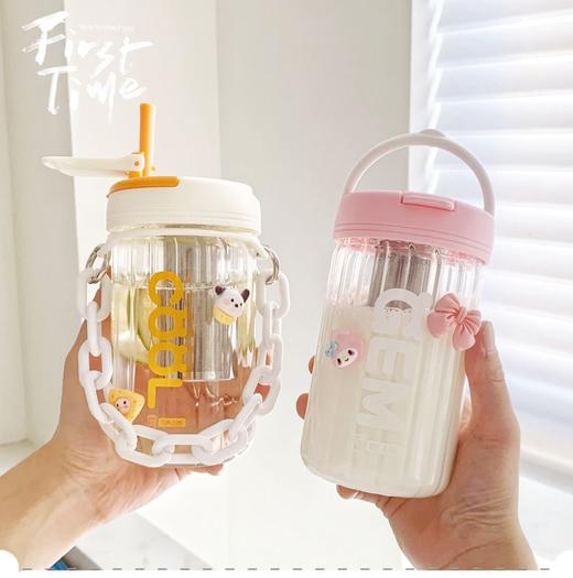 「四款可选！颜值派」吸管杯子ins简约小众韩系塑料杯茶水分离水杯女上班族餐饮用具 商品图3