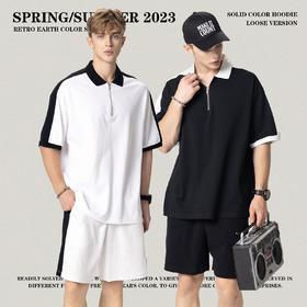 RS男装|2023夏季高端polo衫新款潮流宽松休闲百搭翻领男士短袖T恤