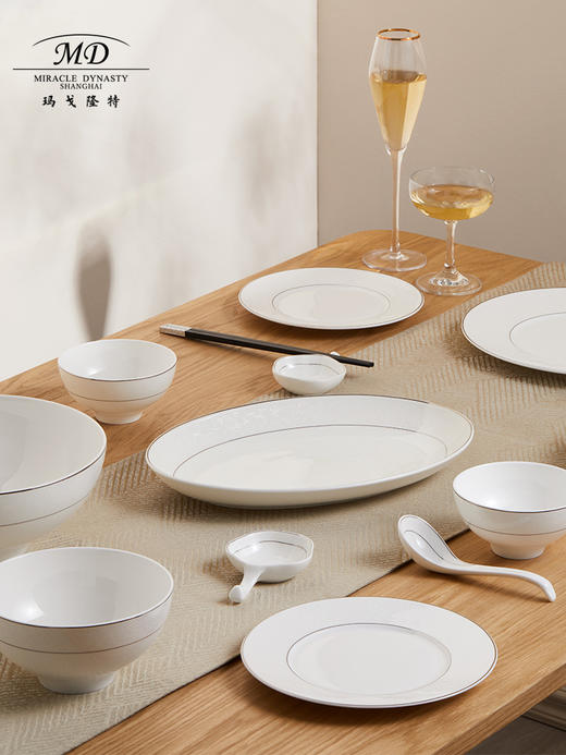【玛戈隆特】白金岁月6人份骨瓷餐具套装家用创意碗碟盘子勺子 商品图3