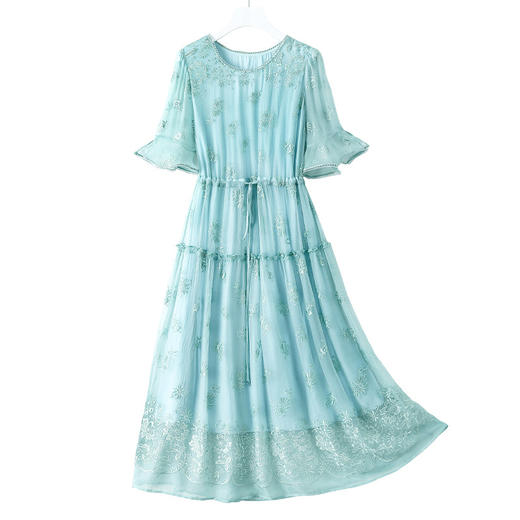 SM 82296877桑蚕丝连衣裙真丝绣花减龄显瘦洋气裙 商品图2