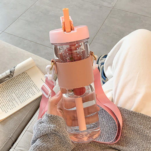 「四款配色！茶水分离」泡茶杯塑料杯女颜值网红水杯透明办公室冷萃杯子带吸管餐饮用具 商品图1
