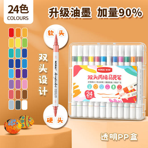 【加量100%！儿童丙烯笔】双头丙烯马克笔，儿童美术diy涂鸦笔，万物皆可画，适合各种材质，更适合初学者，不透色防水大容量，无毒水洗水彩sh 商品图11