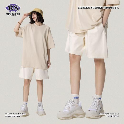 RS男装|2023夏季340g毛圈螺纹腰头纯色短裤欧美宽松休闲运动裤男 商品图1