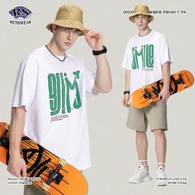 RS男装|2023春夏270g之母植绒发泡印花短袖欧美风休闲新款潮牌T恤