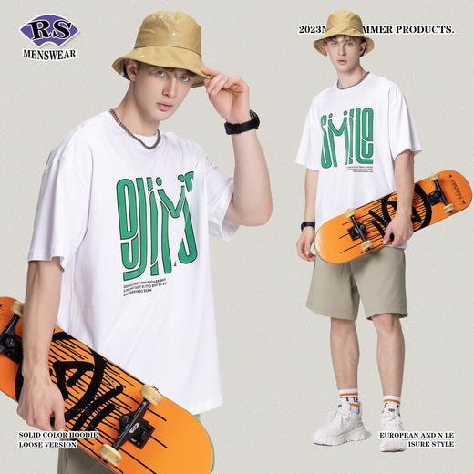 RS男装|2023春夏270g之母植绒发泡印花短袖欧美风休闲新款潮牌T恤 商品图0