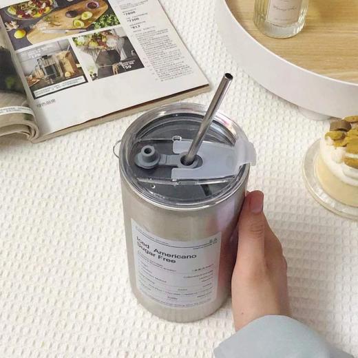 「两色可选！颜值派」冰美式咖啡杯304不锈钢保温杯 颜值ins随手杯便携随行水杯吸管杯餐饮用具 商品图3