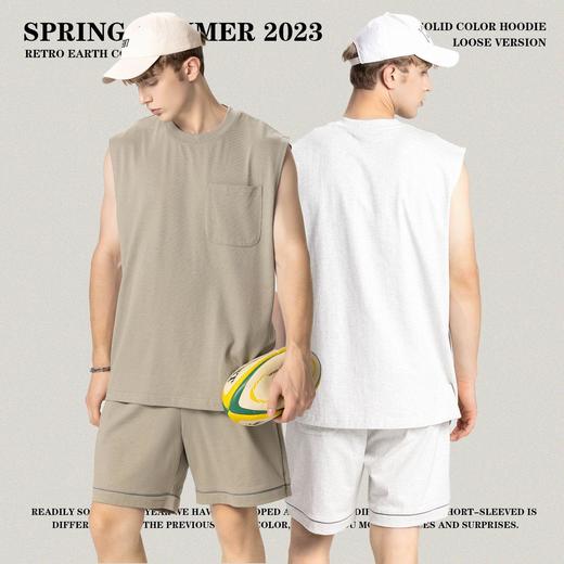 RS男装|2023夏季310g重磅品质纯棉纯色背心欧美潮牌街头男女无袖t 商品图0