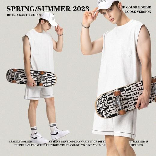 RS男装|2023夏季310g重磅品质纯棉纯色背心欧美潮牌街头男女无袖t 商品图3