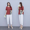 现货时尚套装，女夏装新款气质修身休闲洋气印花垂感裤两件套HR-SLF8137-1-1 商品缩略图1