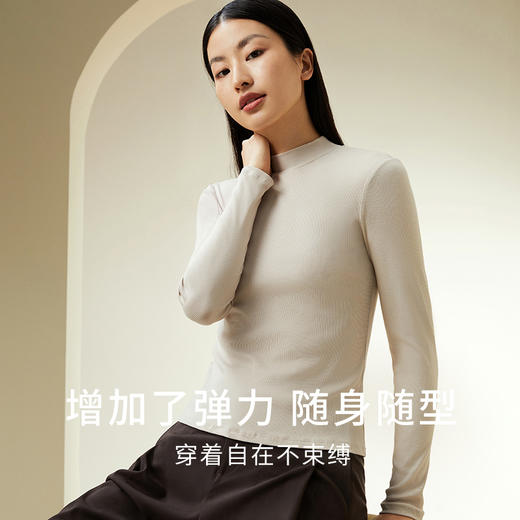 【贴身好温暖】金三塔桑蚕丝螺纹女半高领打底衫保暖上衣新品  NZFDC722 商品图3
