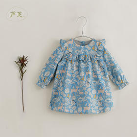 【马克珍妮 芦芙】秋装新款 女童林中小鹿纯棉连衣裙231532