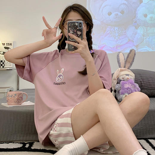 【79元任选2件❗️ins风新款睡衣女春秋夏款】舒适柔软，宽松版型自由不束缚，亲肤透气，耐穿不易起球，拒绝闷热，学生可爱卡通短袖套装女士短袖家居服 商品图1