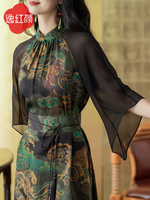 逸红颜明月优选#『观夏』22姆米珍珠缎改良国风新中式香云纱连衣裙，优雅贵气，复古典雅！！现货秒发 商品图3