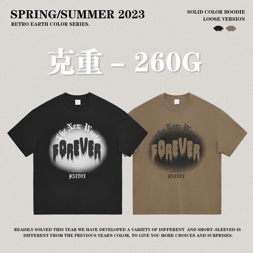 RS男装|2023夏季260克绒面发泡男士宽松潮牌字母百搭休闲短袖t恤 商品图2