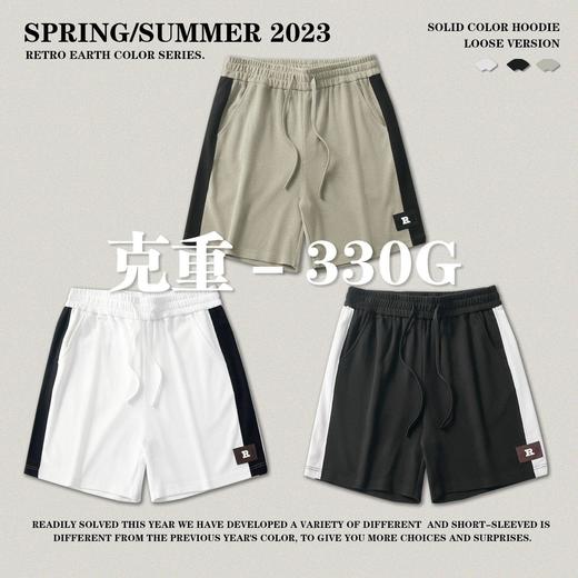 RS男装|2023夏季330克华夫格休闲撞色男士短裤高街潮牌百搭五分裤 商品图2