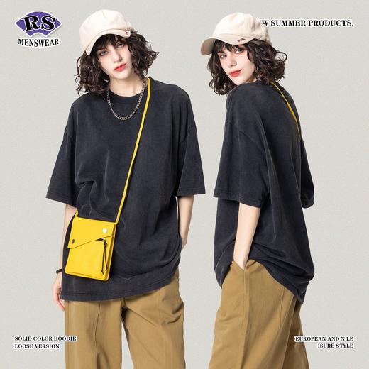 RS男装|2023春夏270g水洗盐炒做旧短袖欧美复古宽松潮牌T恤男跨境 商品图1