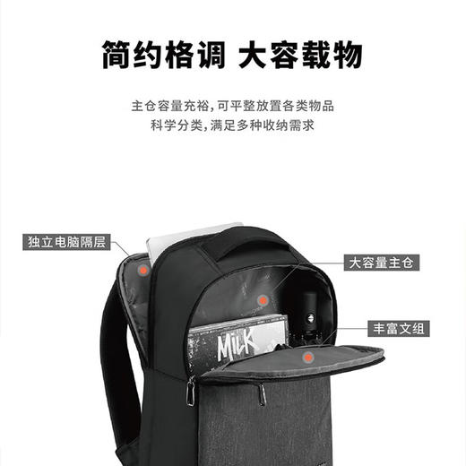 新秀丽（Samsonite）男士大容量电脑包旅行包休闲背包【灰黑色】 TR1*08106 商品图5