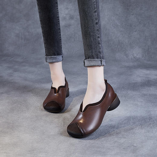 ZM 231239真皮软底软面舒适深口低跟休闲懒人单鞋 商品图1
