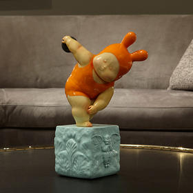 稀奇艺术瞿广慈雕塑《掷铁饼baby》可爱桌面艺术品摆件