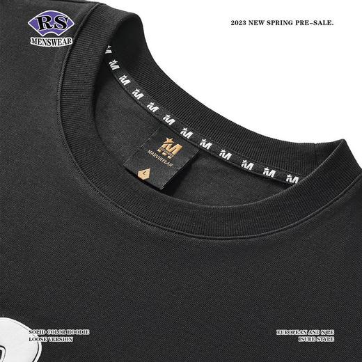 RS男装|2023夏季卡通字母绒面发泡印花短袖跨境欧美休闲简约T恤男 商品图1