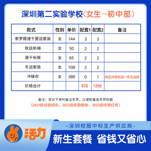 2023深圳第二实验学校（初中部）新生套餐附校徽 商品图1