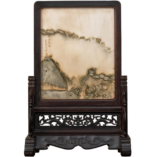 清 红木镶云石插屏 商品图5