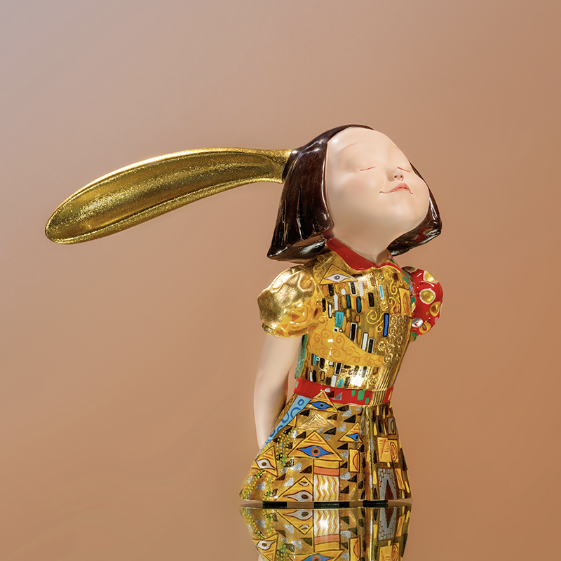 稀奇艺术向京《我看到了幸福》克里姆特金色雕塑摆件结婚礼物