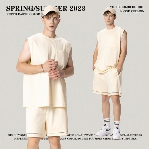 RS男装|2023夏季310g重磅品质纯棉纯色背心欧美潮牌街头男女无袖t 商品图1