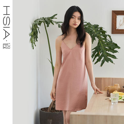 遐性感睡衣女法国缎仿真丝修身显瘦家居服美背V领礼服式吊带睡裙 商品图0