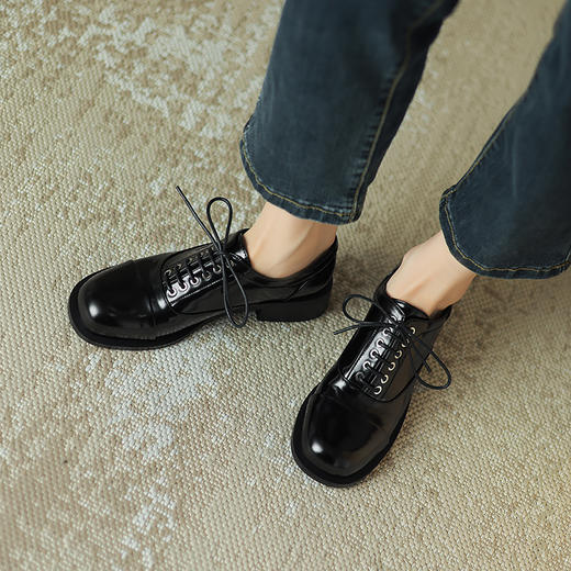 秋季新款，圆头真皮拼色绑带小皮鞋ML-m1601 商品图8